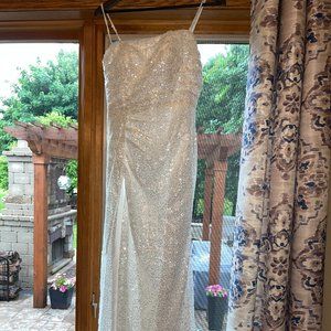 White Sequin Prom Dress